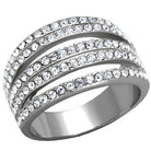 Stylish elegant rings in silver with layered design and sparkling rhinestones for a chic look