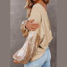 Trendsi stylish vacation blouse with sequined sleeves for a trendy summer look