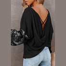 Trendsi stylish vacation blouse featuring a unique back design and sequin sleeves for a chic look