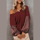 Trendsi stylish vacation blouse in burgundy with sequin sleeves for a trendy summer look