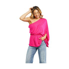Trendsi stylish vacation tops in vibrant pink with an off-shoulder design and elastic waistband