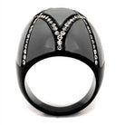 Stylish womens gemstone rings featuring a sleek black design with sparkling accents