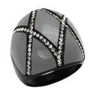 Stylish womens gemstone rings featuring a bold black design with sparkling crystals