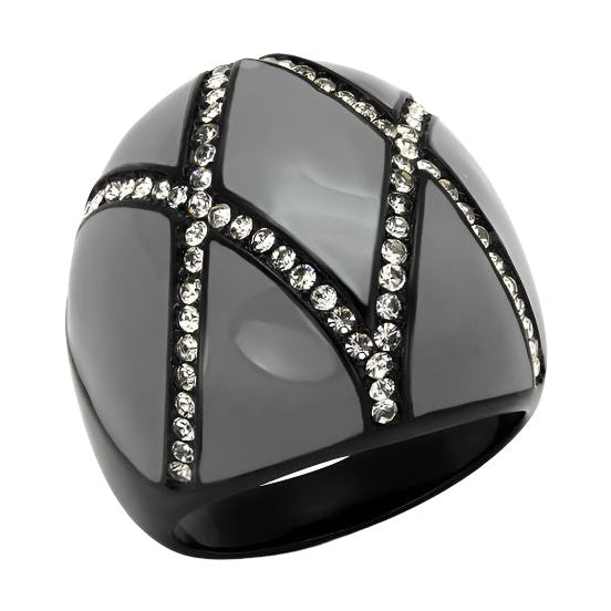 Stylish womens gemstone rings featuring a bold black design with sparkling crystals