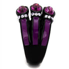 VacationGrabs synthetic crystal amethyst ring featuring three purple stones with a sleek black band