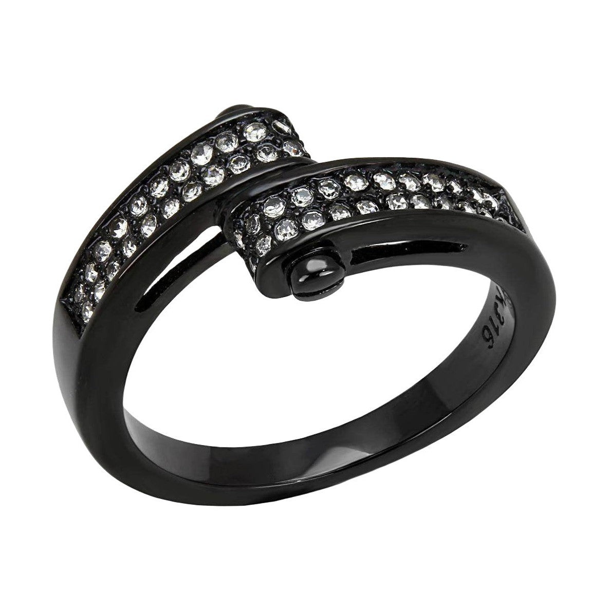 Stylish black ring featuring synthetic crystal fashion jewelry for a chic look