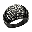 Stylish black synthetic crystal fashion ring with sparkling crystals for a trendy look