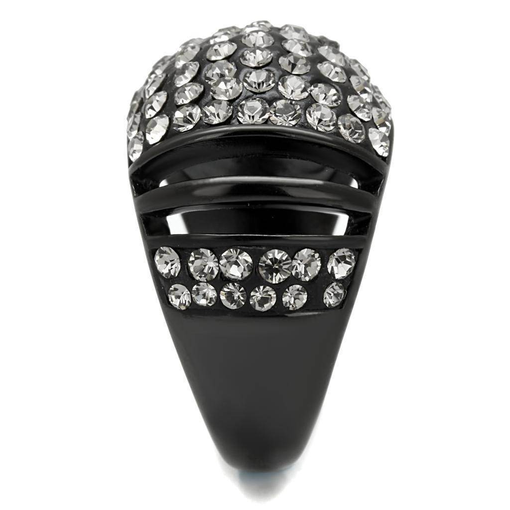 VacationGrabs synthetic crystal fashion ring with sparkling crystals on a black band for stylish elegance
