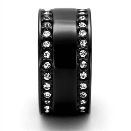 Stylish black synthetic crystal fashion ring with shimmering rhinestones for elegant accessorizing