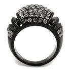 Black synthetic crystal fashion ring adorned with sparkling crystals for a glamorous look