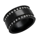 VacationGrabs synthetic crystal fashion ring with a sleek black design and sparkling gem accents