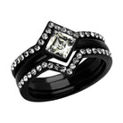 Elegant black ring with synthetic crystal jewelry for women featuring a central square gem and sparkling accents