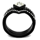 Black synthetic crystal jewelry for women ring with a square stone and sparkling accents