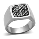 Stylish men's ring featuring synthetic crystal men's jewelry set in a sleek silver design