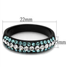 VacationGrabs synthetic crystal sea ring with turquoise and white crystals set in a sleek black band