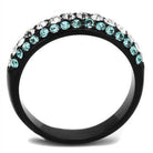 VacationGrabs synthetic crystal sea ring featuring shimmering turquoise and clear crystals on a sleek band