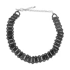 Elegant synthetic gemstone fashion necklace with black beads and a stylish design for women