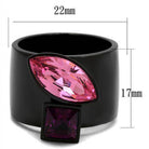 VacationGrabs Black Ring with Synthetic Rose Amethyst Jewelry and Elegant Gemstone Design