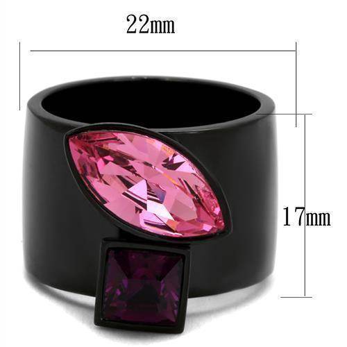 VacationGrabs Black Ring with Synthetic Rose Amethyst Jewelry and Elegant Gemstone Design