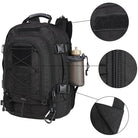 VacationGrabs camping tactical bag in black with multiple compartments and water bottle holder