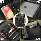 VacationGrabs camping tactical bag with multiple compartments for tools, electronics, and outdoor gear