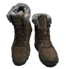 Thick winter boots for men in olive green with fur lining for warmth and comfort