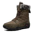 Thick winter boots for men by VacationGrabs featuring a quilted design and faux fur lining
