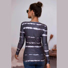 Trendsi tie-dye deep V-neck shirt in gray with long sleeves, perfect for casual wear