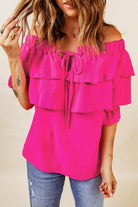 Women's Shirts Tied Off-Shoulder Layered Blouse