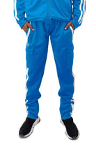 Stylish two stripe jogger pants men in vibrant blue with convenient side pockets