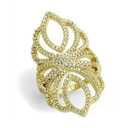 Gold Women's Ring from VacationGrabs with Sparkling Rhinestones in Floral Design