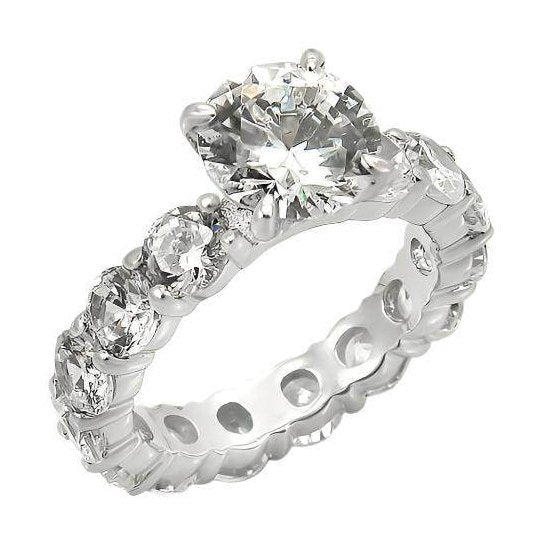 Stunning unique silver bridal ring featuring a large centerpiece and sparkling accents