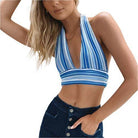 V Neck Bandage Crop Top Knitted Women Pretty - VacationGrabs