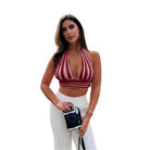V Neck Bandage Crop Top Knitted Women Pretty - VacationGrabs