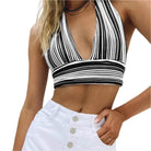 V Neck Bandage Crop Top Knitted Women Pretty - VacationGrabs