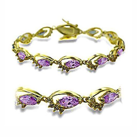 Elegant gold bracelet with purple gemstones, perfect vacation jewelry for women