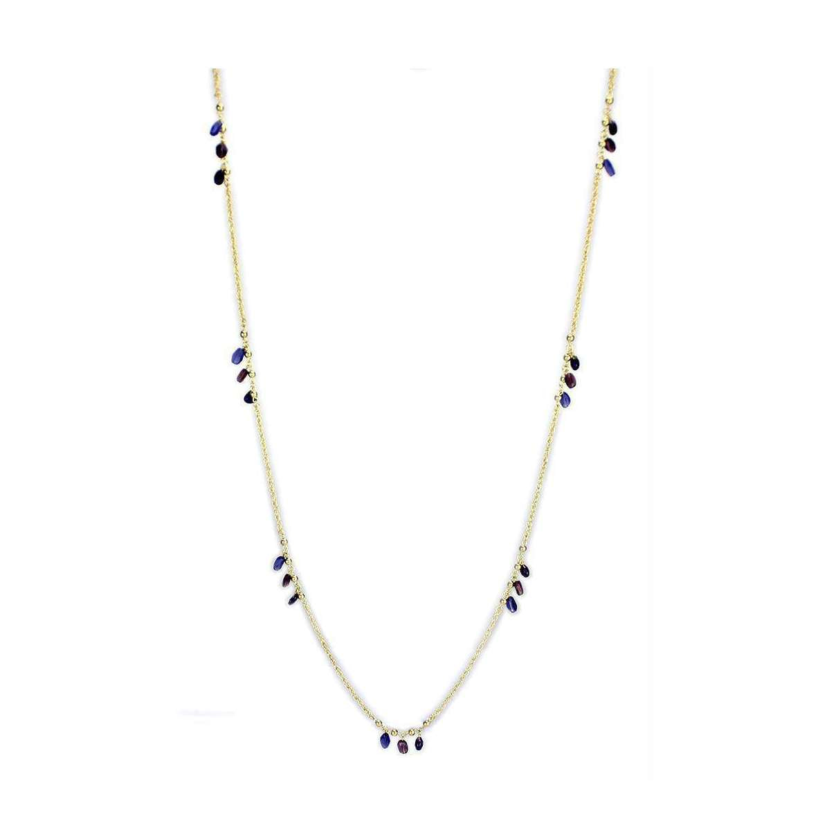 Elegant gold necklace with purple gemstones, perfect vacation jewelry for women