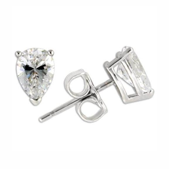 Vacation jewelry for women featuring elegant pear-shaped diamond stud earrings in silver
