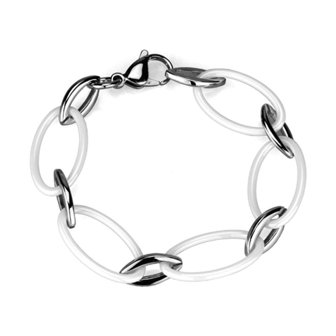 Stylish women's bracelet in silver and white links, perfect vacation jewelry for women