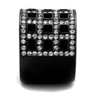 Stylish black ring with sparkling gems, perfect for vacation style jewelry enthusiasts