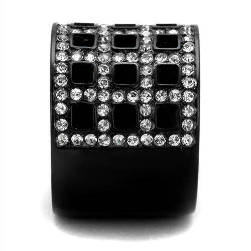 Stylish black ring with sparkling gems, perfect for vacation style jewelry enthusiasts