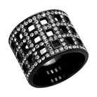 Stunning black ring with rhinestones, perfect for vacation style jewelry enthusiasts