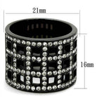 Vacation style jewelry: Black statement ring with crystal accents and a modern geometric design
