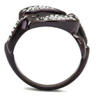 Elegant women's ring in dark purple with sparkling rhinestones, perfect for vacation style jewelry
