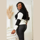 Trendsi Women's Black and White Vacation Style Knitwear Sweater with Modern Design and Relaxed Fit