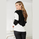 Trendsi Women's Sweater in Black and White for vacation style knitwear, featuring a stylish back design