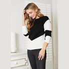 Trendsi Women's Sweater in Black and White, perfect for vacation style knitwear with a stylish design