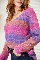 Trendsi Women's Vacation Style Knitwear Sweater in Pink and Purple Ombre Design for Casual Outings