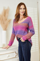 Trendsi women's vacation style knitwear in bright pink and purple, perfect for casual outings
