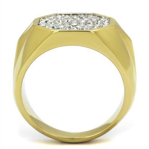 Gold vacation style rings for men featuring a sparkling diamond-encrusted design